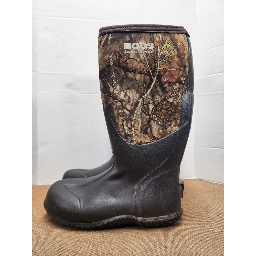 BOGS Women's Size 7 Waterproof Camo Hunting Rain Boots Black Brown Winter